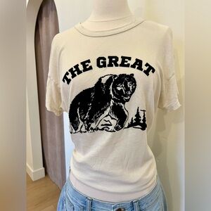 THE GREAT. Cream and Black Graphic Tee